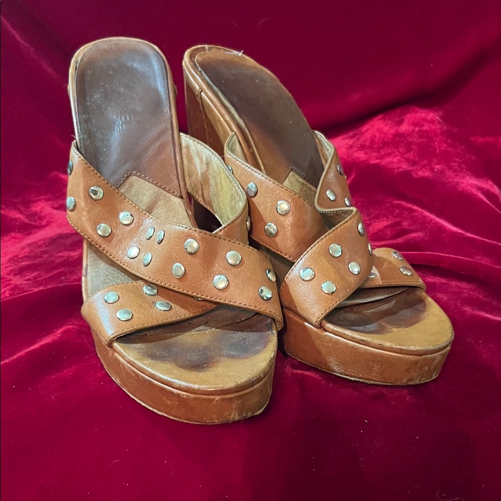 Michael Kors Tan Studded Platform Sandals